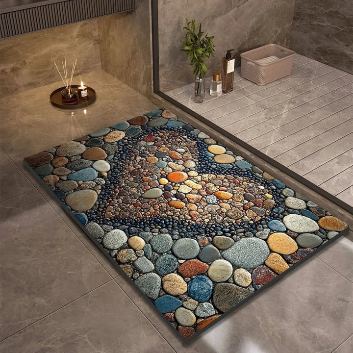 Bathroom Mat with Pebble Stone Print Pattern - Bath Mat - Style 2 - Oaksoho