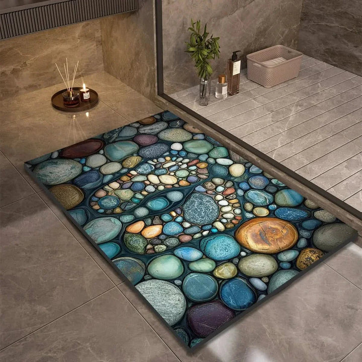 Bathroom Mat with Pebble Stone Print Pattern - Bath Mat - Style 4 - Oaksoho