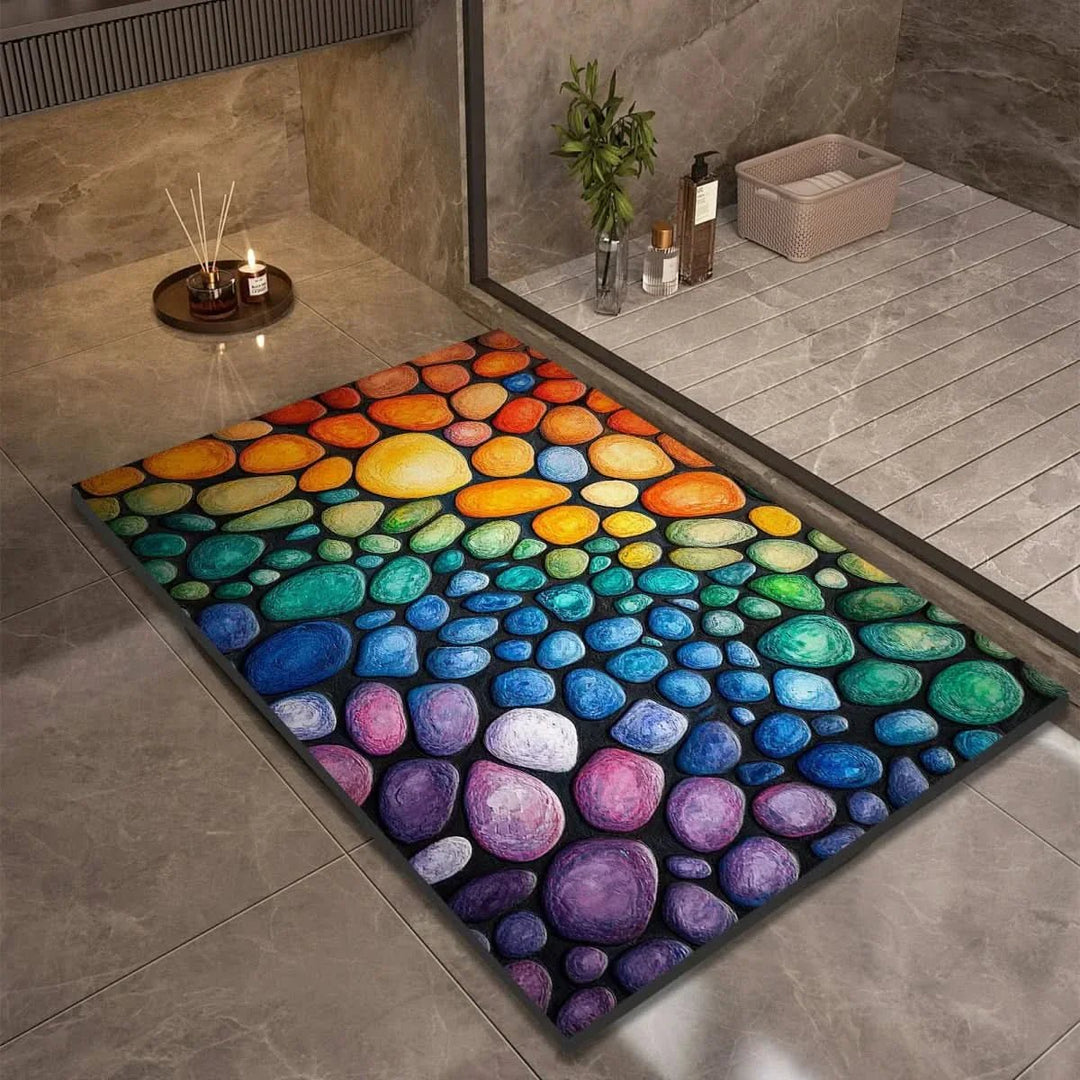 Bathroom Mat with Pebble Stone Print Pattern - Bath Mat - Style 6 - Oaksoho