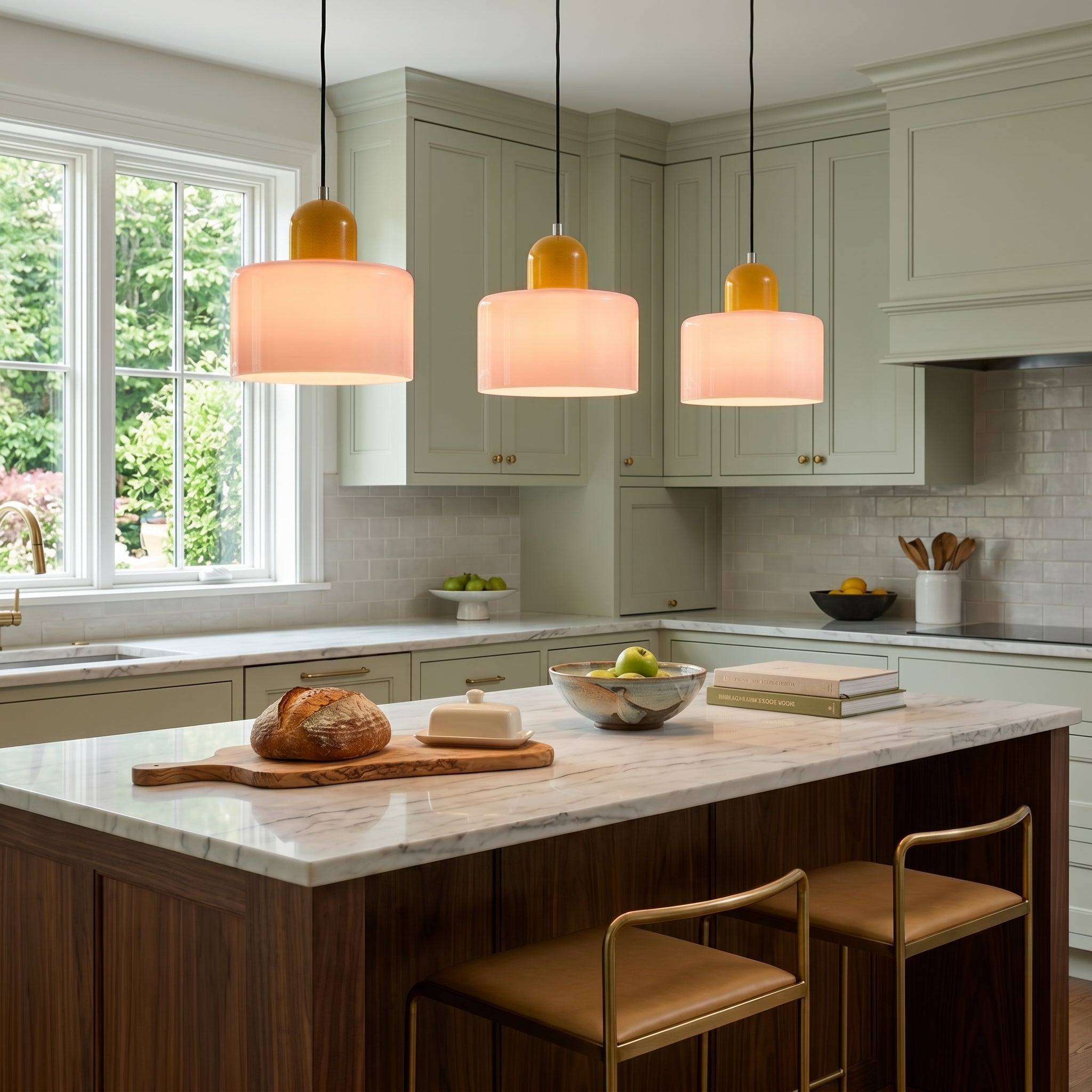 Bauhaus Pendant Light with Modern Cylindrical Shade Design - Pendant Light - Pink - Oaksoho