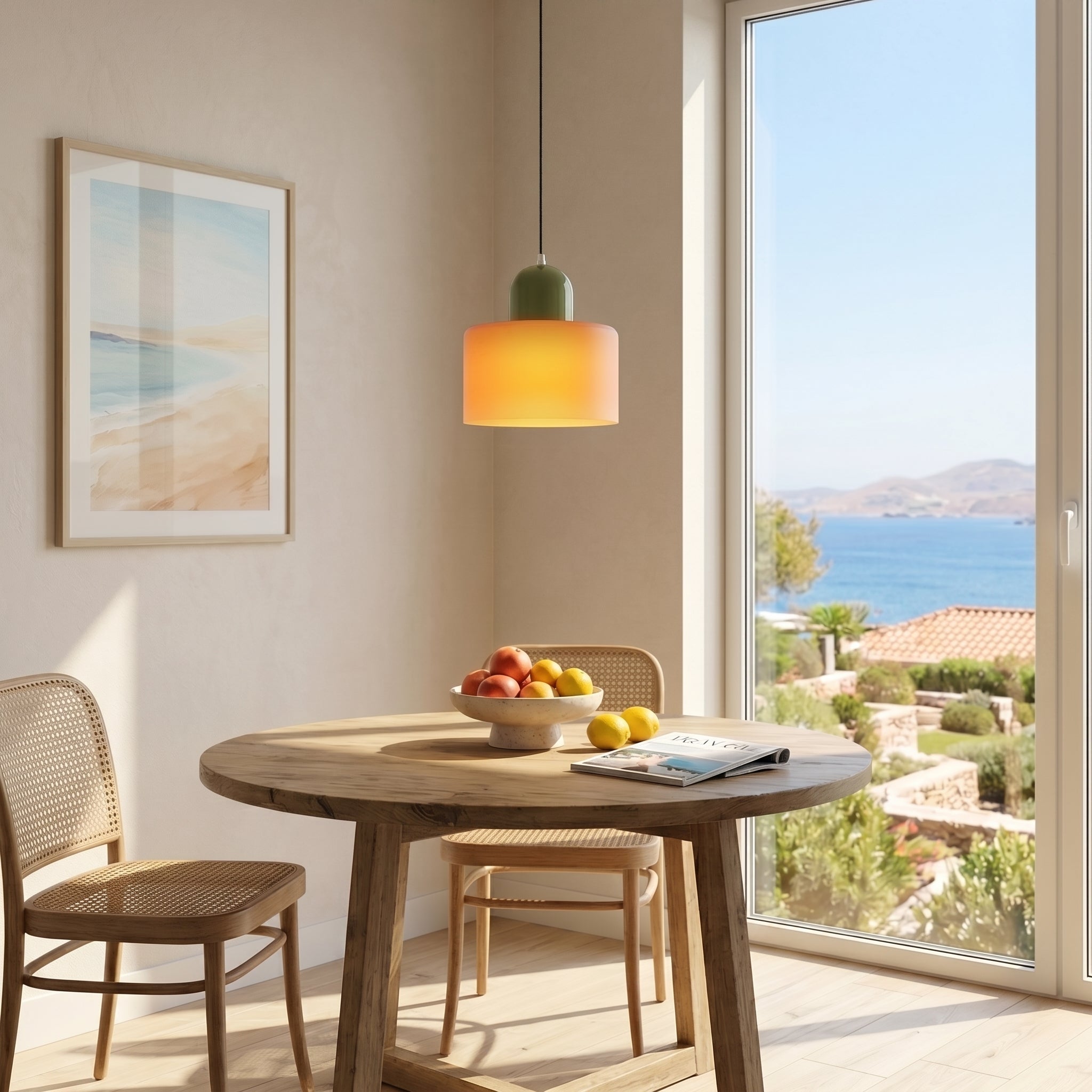 Bauhaus Pendant Light with Modern Cylindrical Shade Design - Pendant Light - Orange - Oaksoho