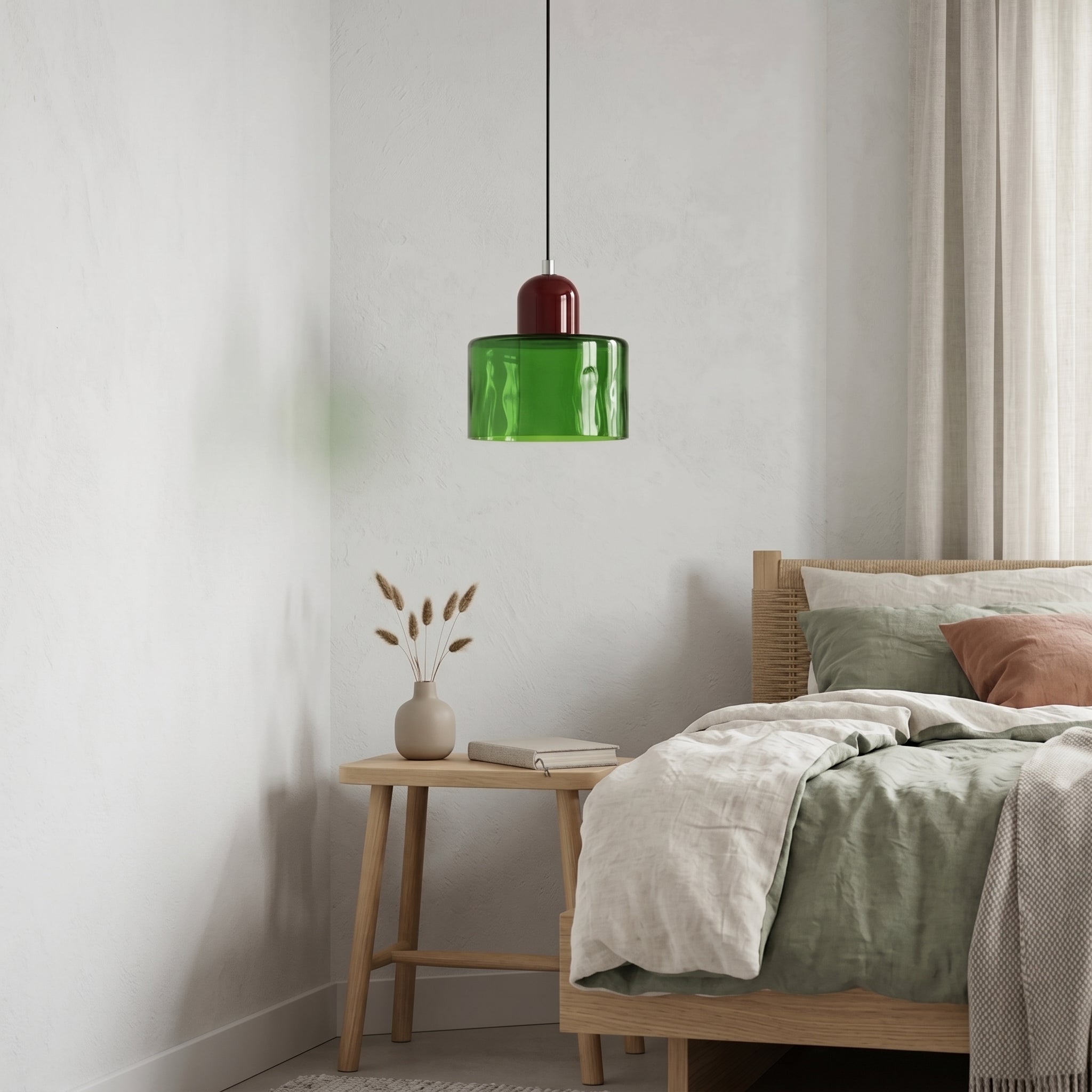 Bauhaus Pendant Light with Modern Cylindrical Shade Design - Pendant Light - Green - Oaksoho