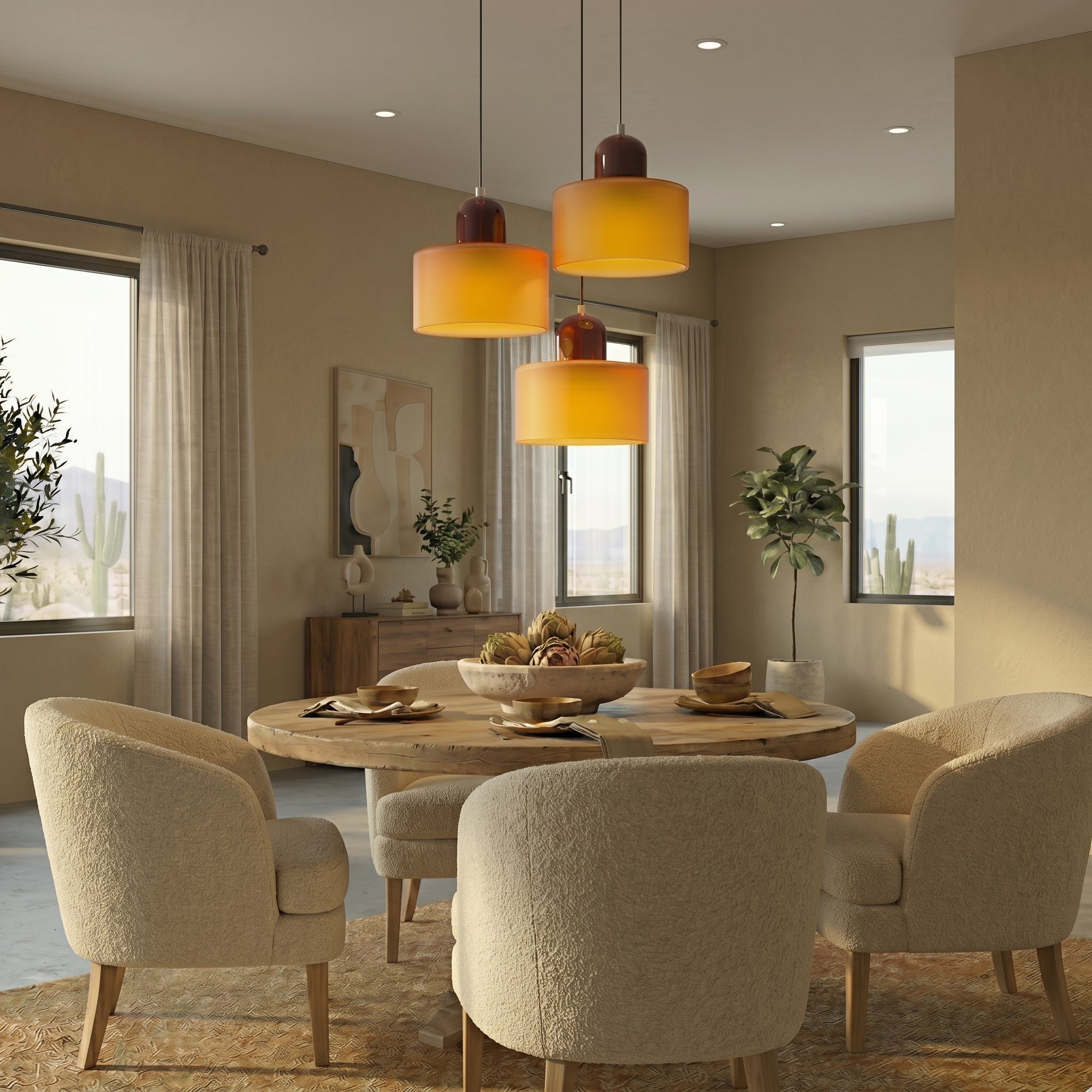 Bauhaus Pendant Light with Modern Cylindrical Shade Design - Pendant Light - Orange - Oaksoho