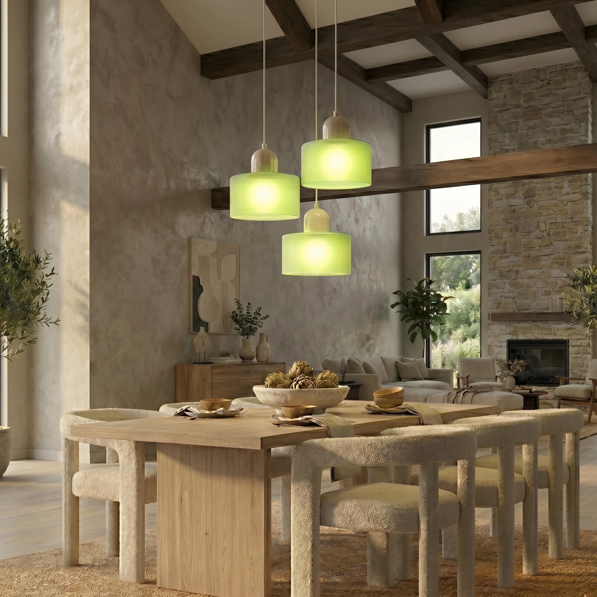 Bauhaus Pendant Light with Modern Cylindrical Shade Design - Pendant Light - Matt Green - Oaksoho