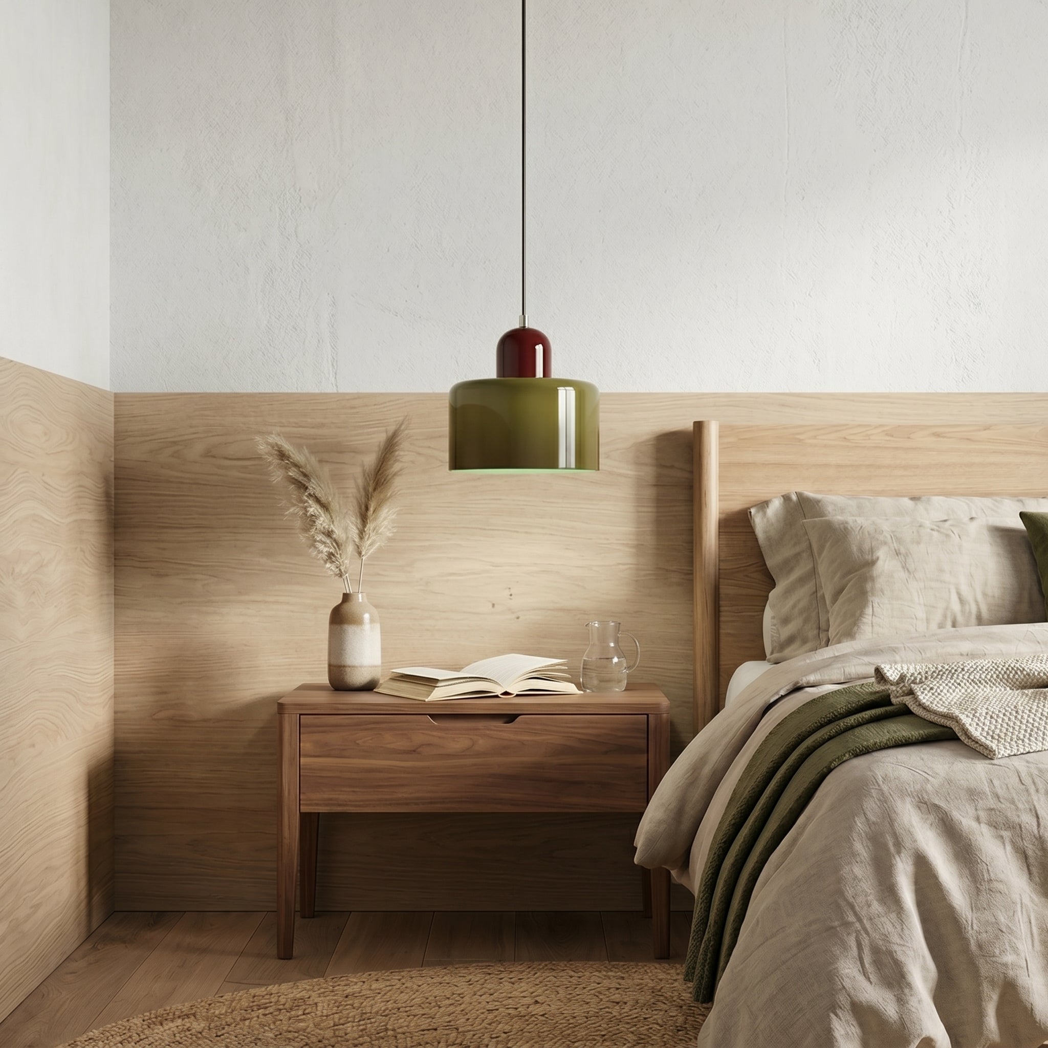 Bauhaus Pendant Light with Modern Cylindrical Shade Design - Pendant Light - Light Green - Oaksoho