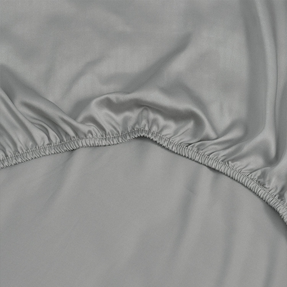 Bedding Set with Fitted Sheet and Two Pillowcases - Bedroom - Grey - Oaksoho