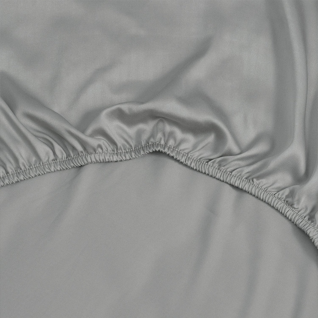 Bedding Set with Fitted Sheet and Two Pillowcases - Bedroom - Grey - Oaksoho