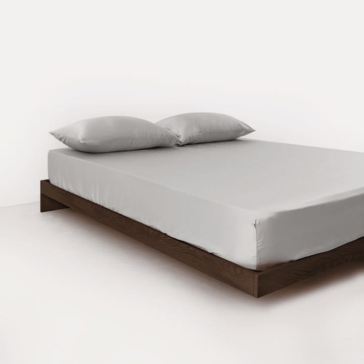 Bedding Set with Fitted Sheet and Two Pillowcases - Bedroom - Grey - Oaksoho