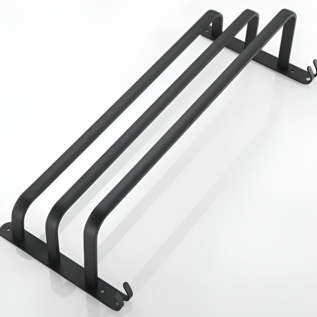 Black Wall Towel Rack for Bathroom - Towel Holder - 2 Levels - Oaksoho