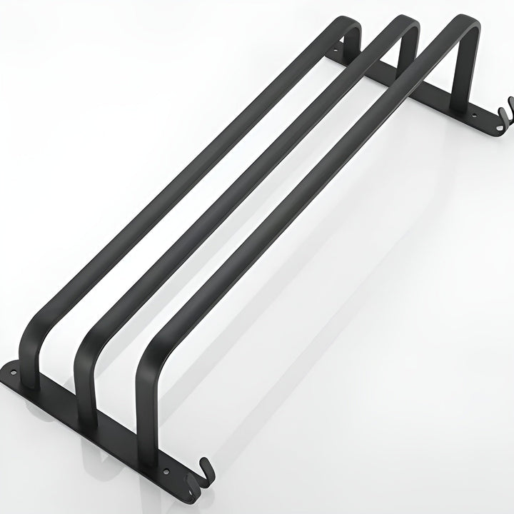 Black Wall Towel Rack for Bathroom - Towel Holder - 2 Levels - Oaksoho