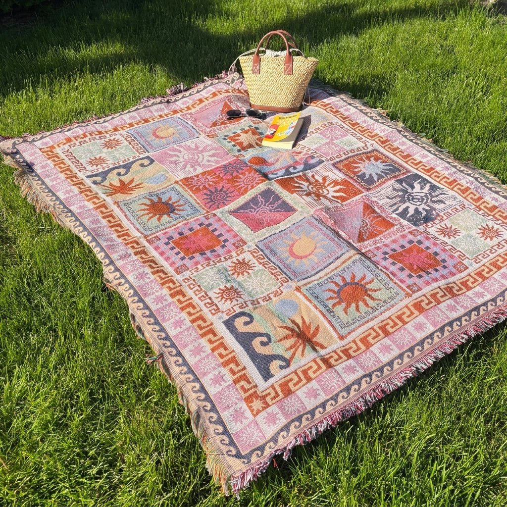 Boho Patchwork Fringe Throw Vintage Blanket - Blanket - Oaksoho