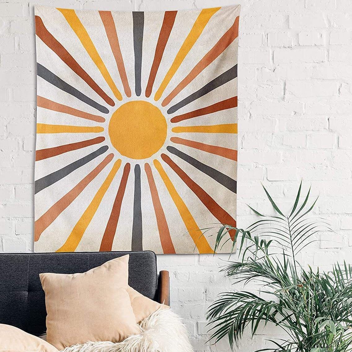 Boho Wall Tapestry with Abstract Retro Sun Design - Abstract Retro - 95x70 cm - Oaksoho