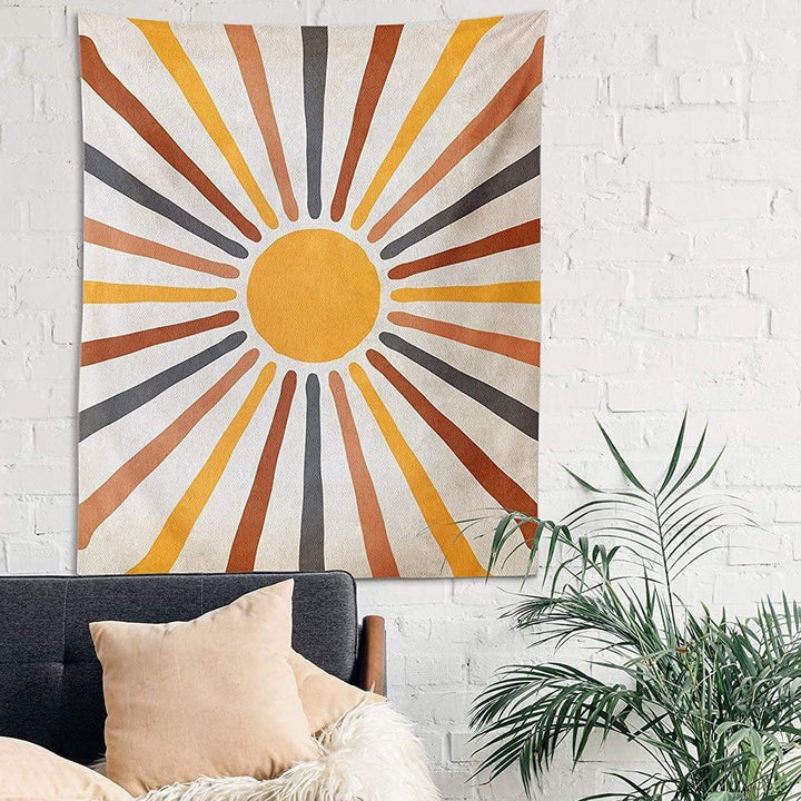 Boho Wall Tapestry with Abstract Retro Sun Design - Abstract Retro - 95x70 cm - Oaksoho