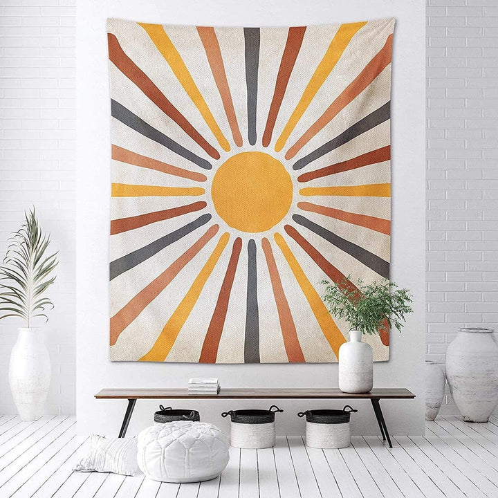 Boho Wall Tapestry with Abstract Retro Sun Design - Abstract Retro - 95x70 cm - Oaksoho