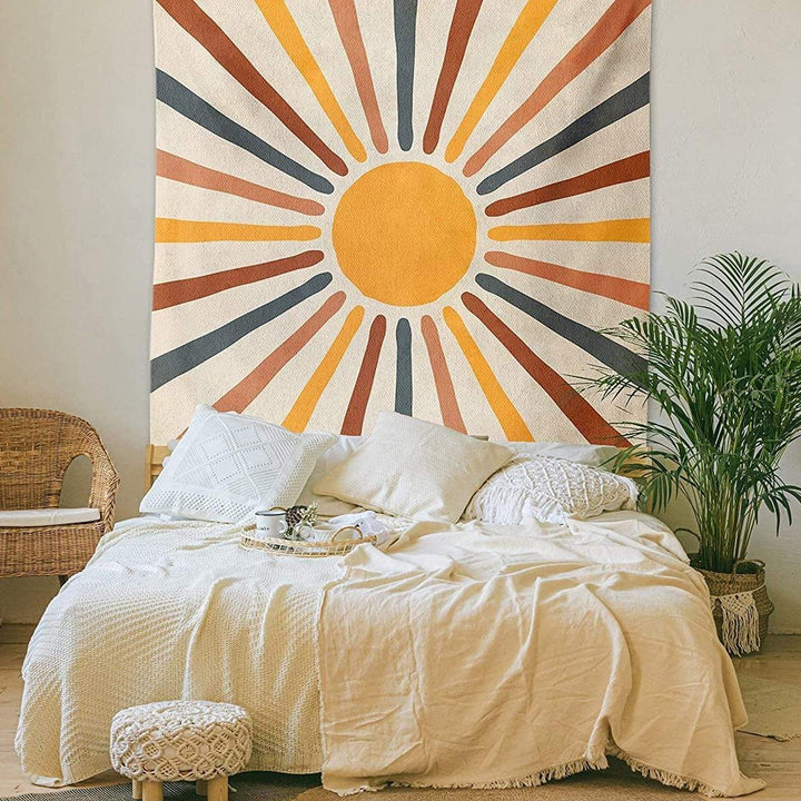 Boho Wall Tapestry with Abstract Retro Sun Design - Abstract Retro - 95x70 cm - Oaksoho