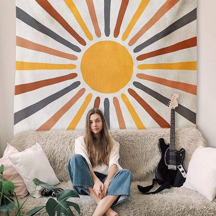 Boho Wall Tapestry with Abstract Retro Sun Design - Abstract Retro - 95x70 cm - Oaksoho