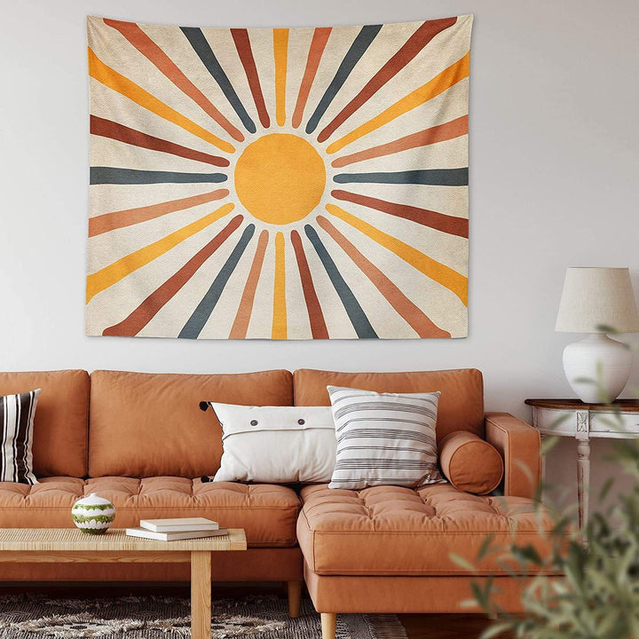 Boho Wall Tapestry with Abstract Retro Sun Design - Abstract Retro - 95x70 cm - Oaksoho