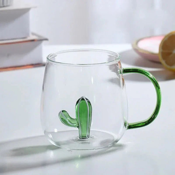 Borosilicate Glass Mug with 3D Animal Motif for Coffee and Tea - Mug - Cactus - Oaksoho