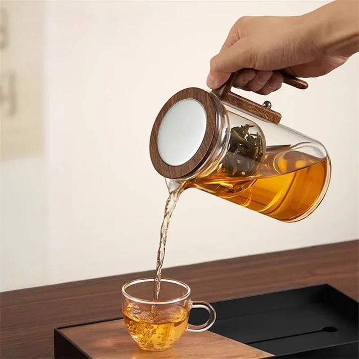 Borosilicate Teapot with Stainless Steel Infuser and Natural Wood Handle - Teapot - 550 ml - Oaksoho