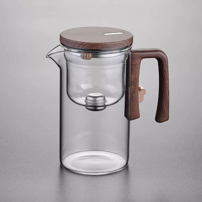 Borosilicate Teapot with Stainless Steel Infuser and Natural Wood Handle - Teapot - 550 ml - Oaksoho