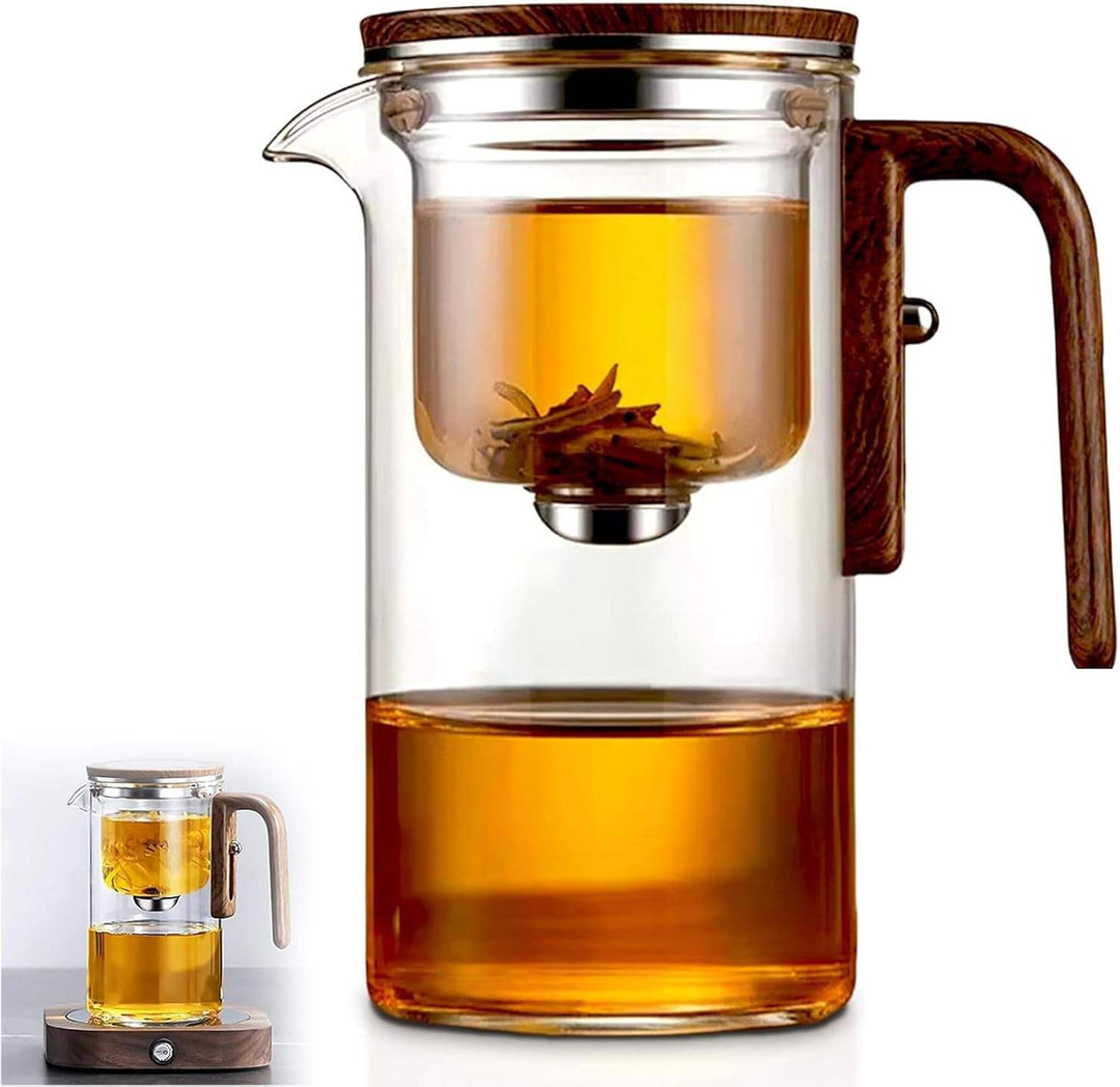 Borosilicate Teapot with Stainless Steel Infuser and Natural Wood Handle - Teapot - 550 ml - Oaksoho
