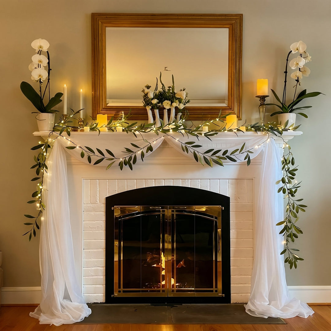 Botanical Decoration Fairy Lights with Artificial Leaves - String Lights - Olive Leaf - Oaksoho