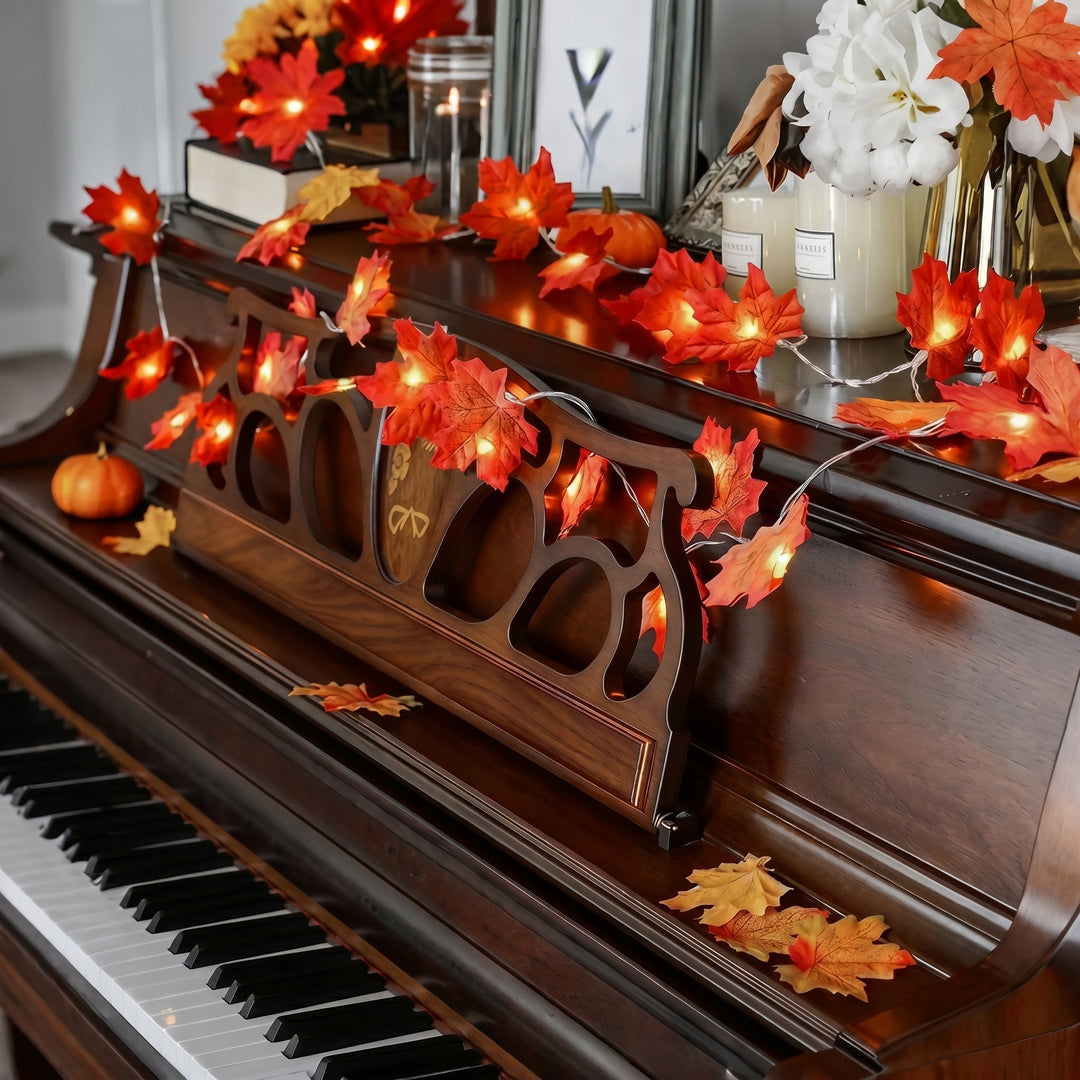 Botanical Decoration Fairy Lights with Artificial Leaves - String Lights - Autumn Maple - Oaksoho