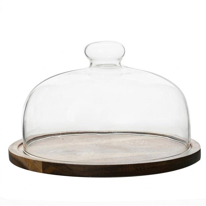 Cake Stand with Glass Dome for Sweets and Desserts - Glass Dome - Brown - Oaksoho