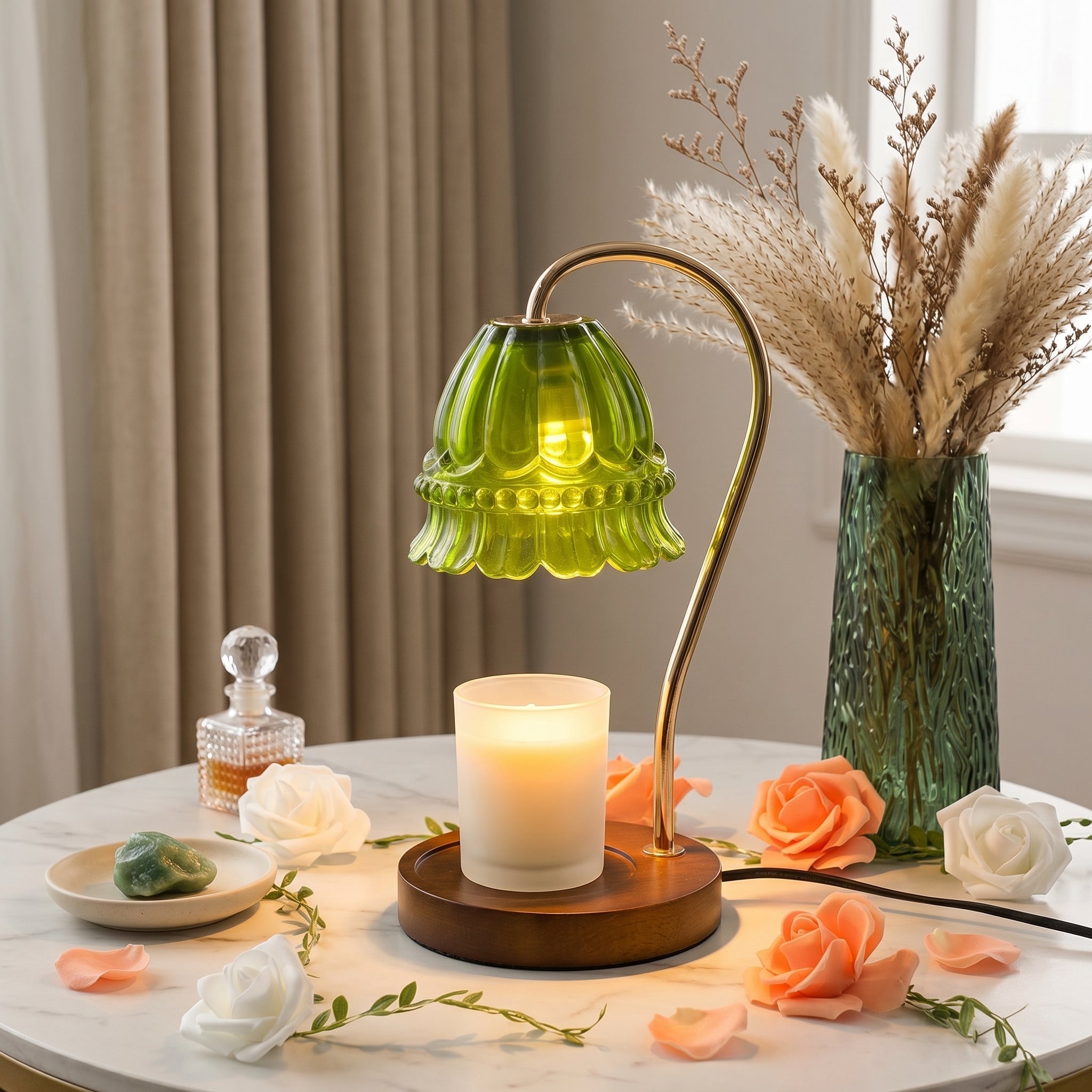 Candle Warmer with Flower Shade - Candle Warmer - 2 - Oaksoho
