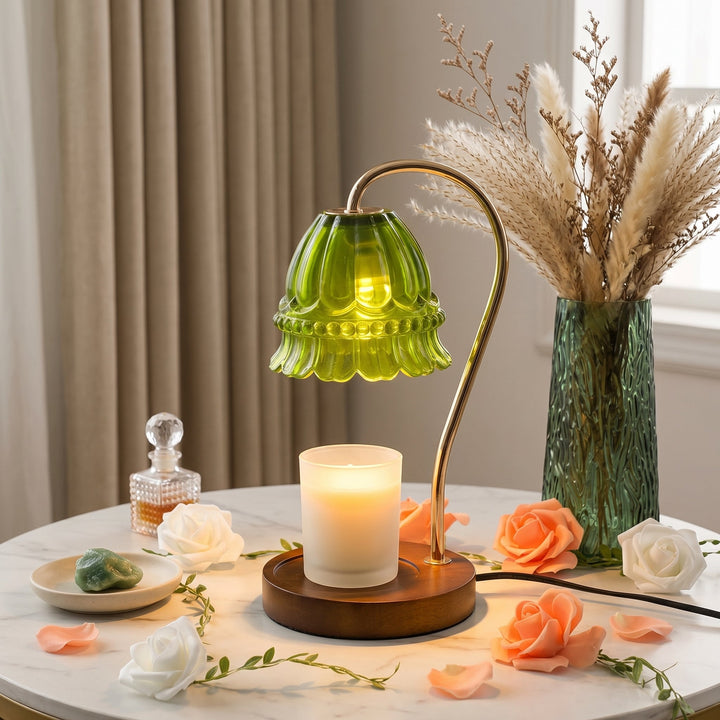 Candle Warmer with Flower Shade - Candle Warmer - 2 - Oaksoho