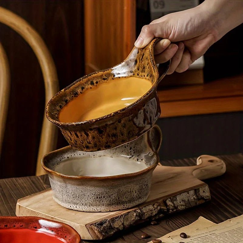 Ceramic Soup Bowl with Handle - Soup Bowl - White - Oaksoho