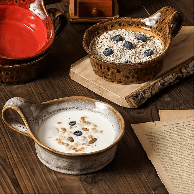 Ceramic Soup Bowl with Handle - Soup Bowl - White - Oaksoho
