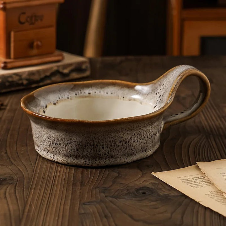 Ceramic Soup Bowl with Handle - Soup Bowl - White - Oaksoho