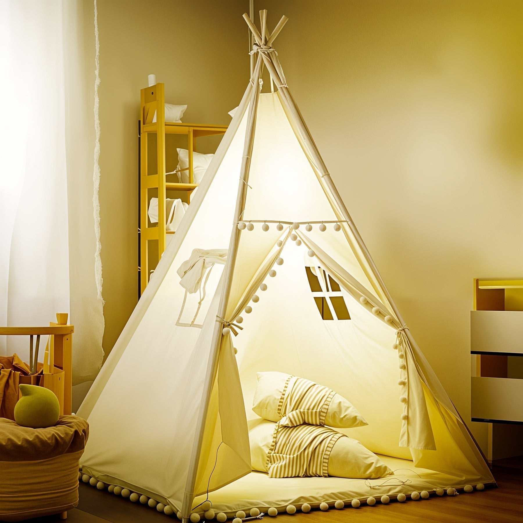 Children's teepee tent for indoor and outdoor use - Tipi Tent - White - Oaksoho