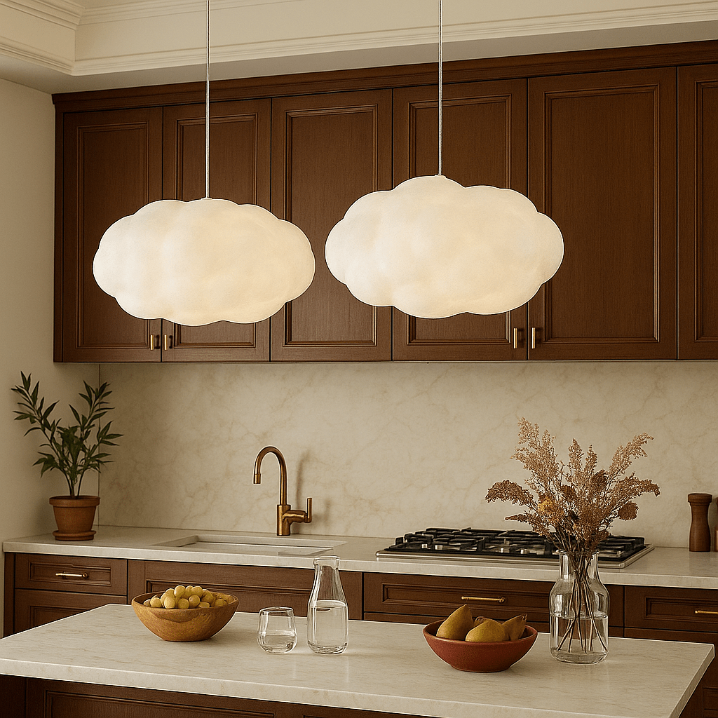 Cloud Shaped Pendant Light for Dining and Living Rooms - Pendant Light Fixtures - 40x20 cm - Oak Soho