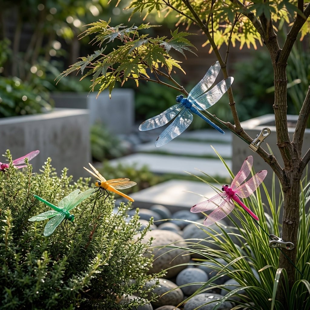 Colourful Dragonfly Garden Stakes with Clip Holder - Garden Stakes - Blue - Oaksoho