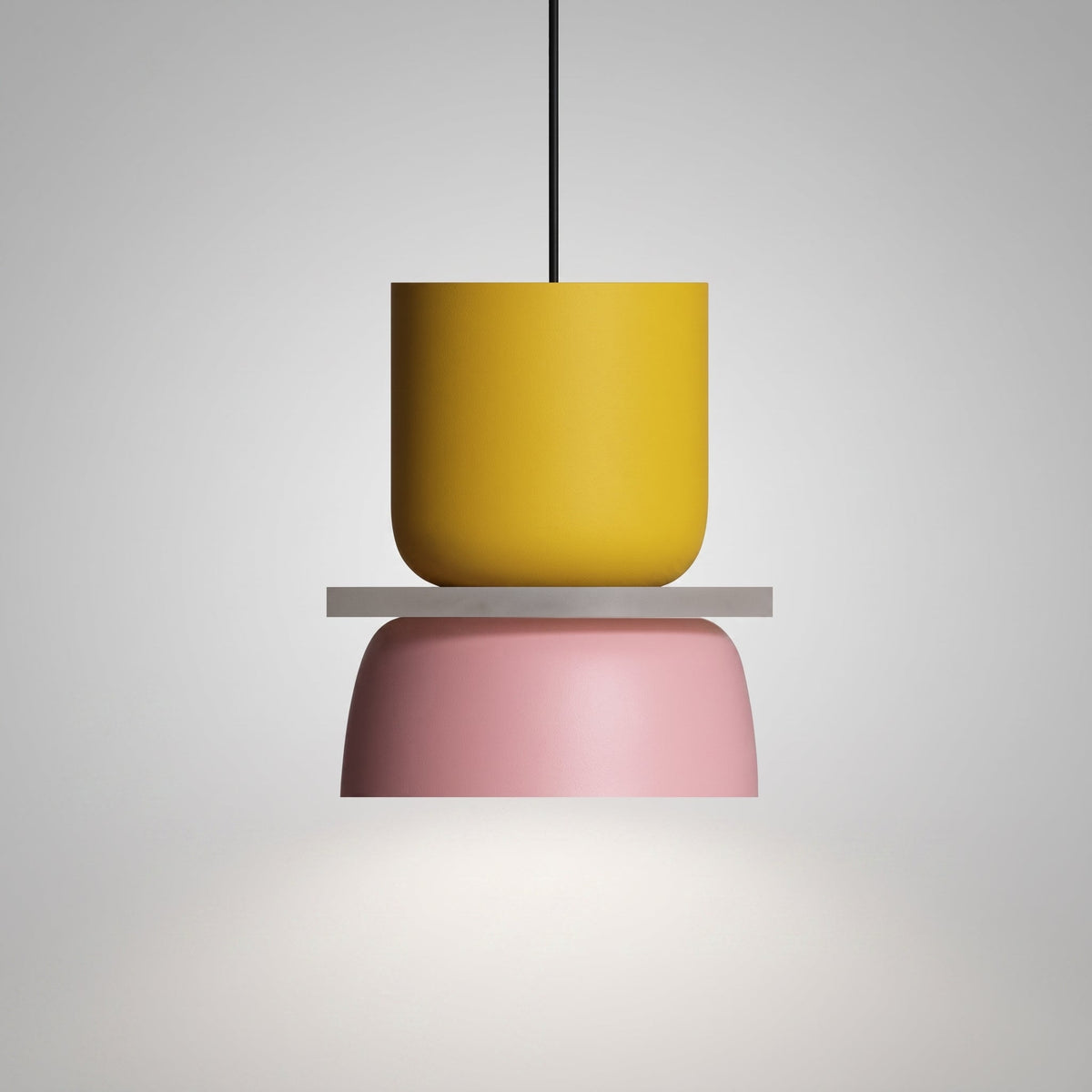 Colourful Macaron Dome Pendant Light, Modern Two-Tone Design - Pendant Light Fixtures - Yellow-Pink - Oaksoho