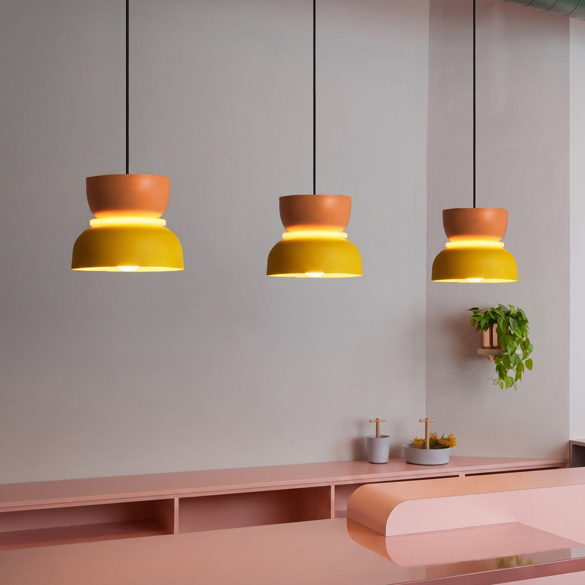 Colourful Macaron Dome Pendant Light, Modern Two-Tone Design - Pendant Light Fixtures - Blue-Yellow - Oaksoho