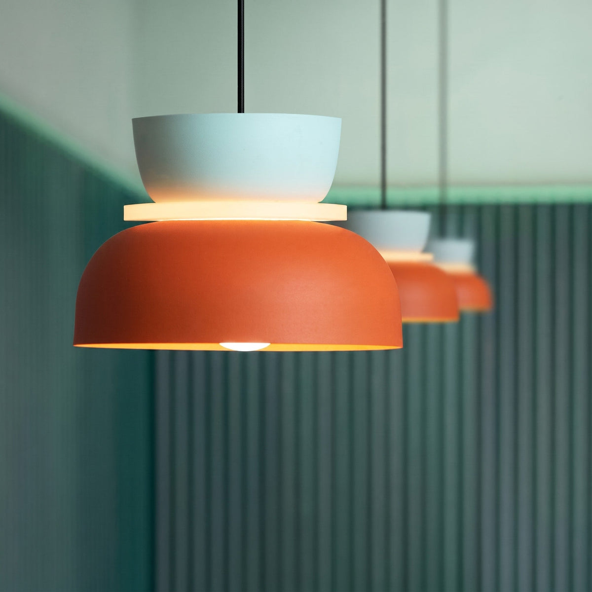 Colourful Macaron Dome Pendant Light, Modern Two-Tone Design - Pendant Light Fixtures - Blue-Yellow - Oaksoho
