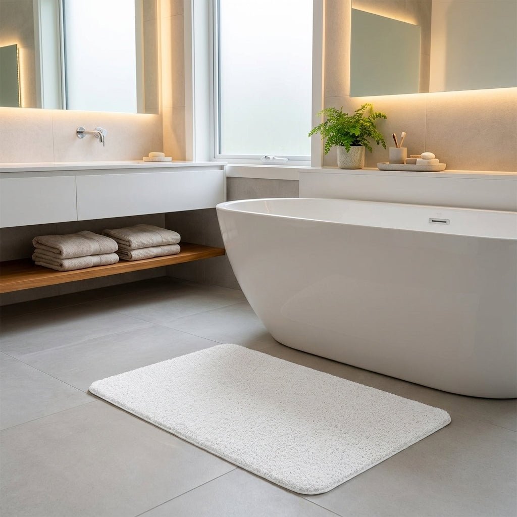 Comfortable Non - Slip Shower Mat for Bathroom and Shower - Bath Mat - White - Oaksoho