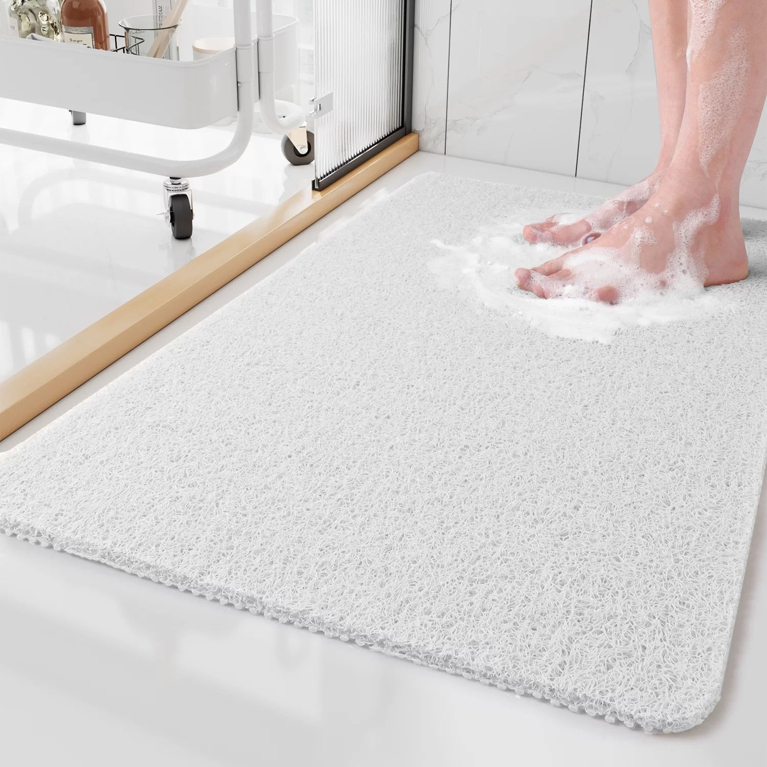 Comfortable Non - Slip Shower Mat for Bathroom and Shower - Bath Mat - White - Oaksoho