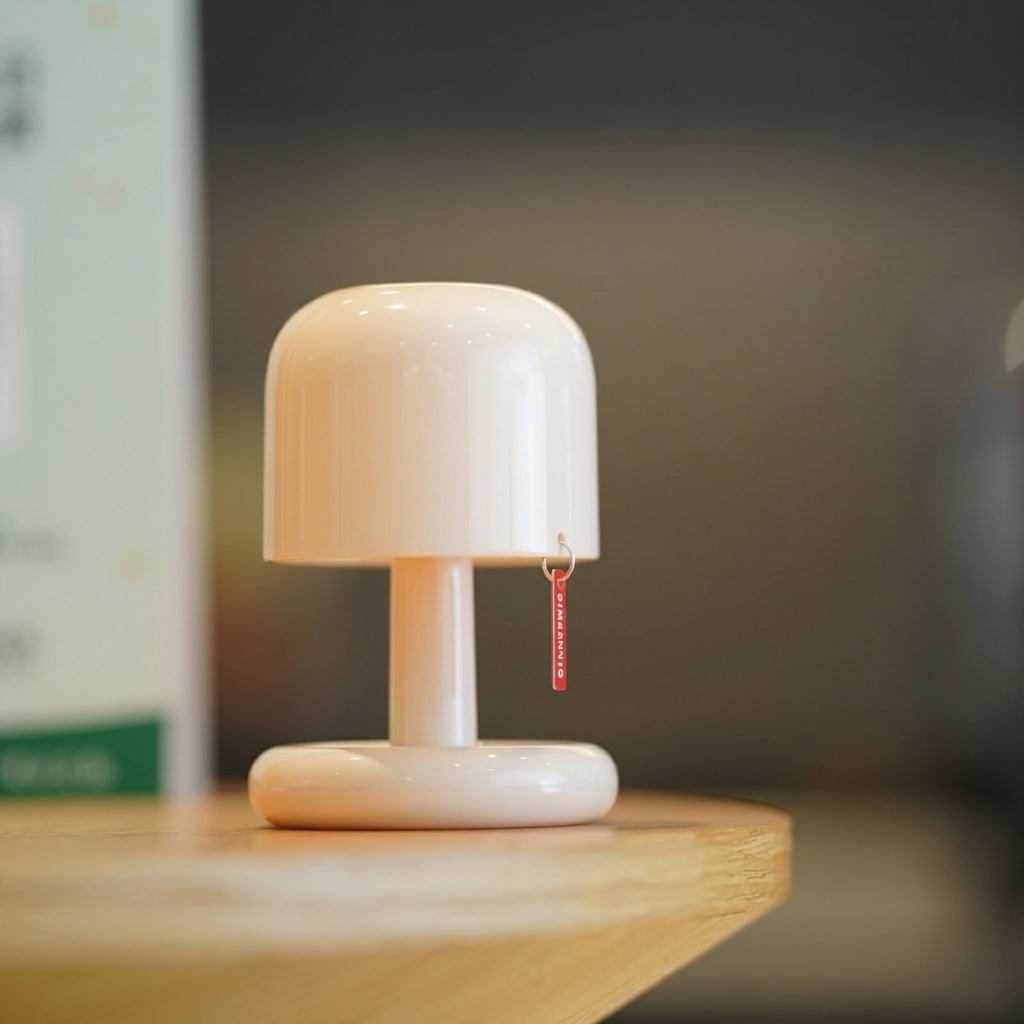 Compact Retro Table Lamp with Round Base and Mushroom Shade - Table Lamps - Oaksoho