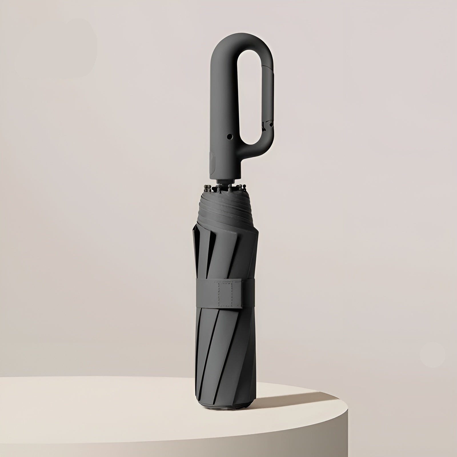 Compact Umbrella with Practical Ring Handle - Umbrella - Black - Oaksoho