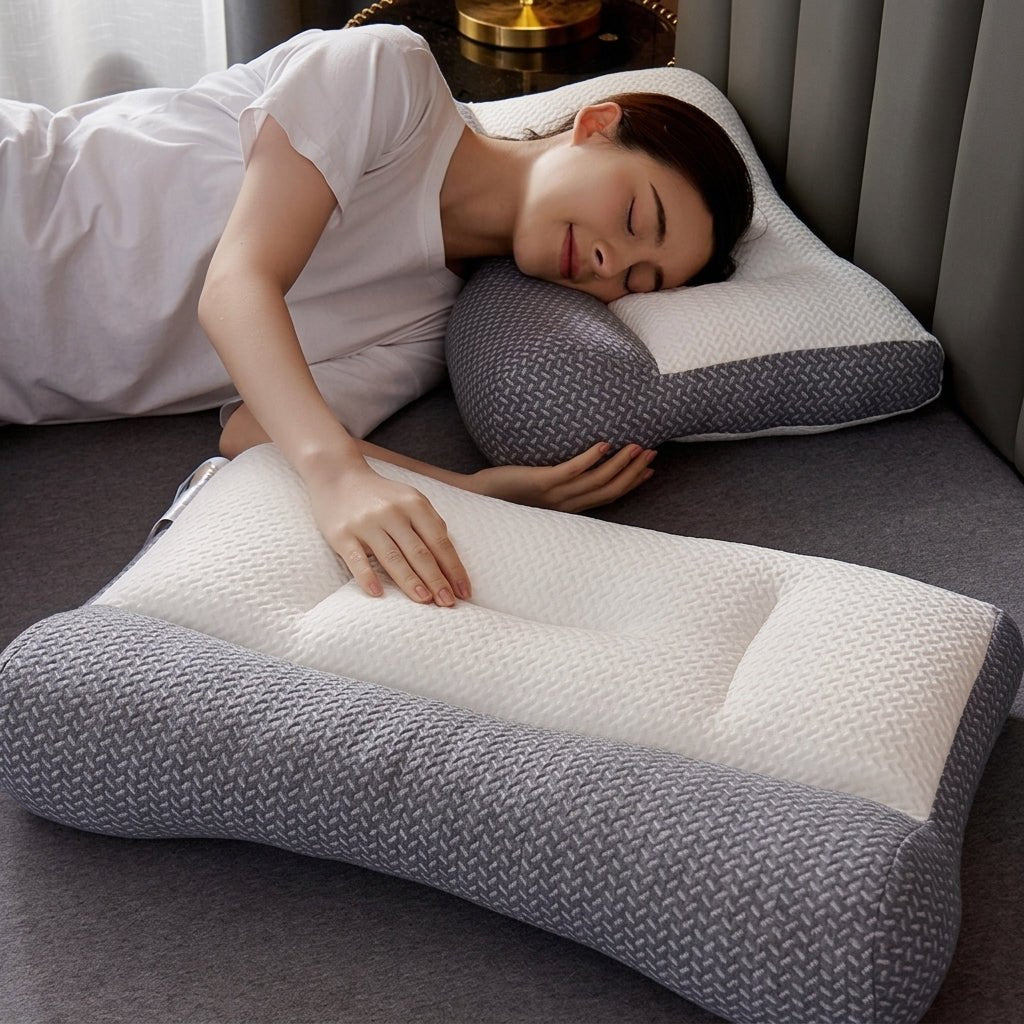 Contoured Neck Support Pillow for Side and Back Sleepers - Neck & Cervical Pillow - Oak Soho