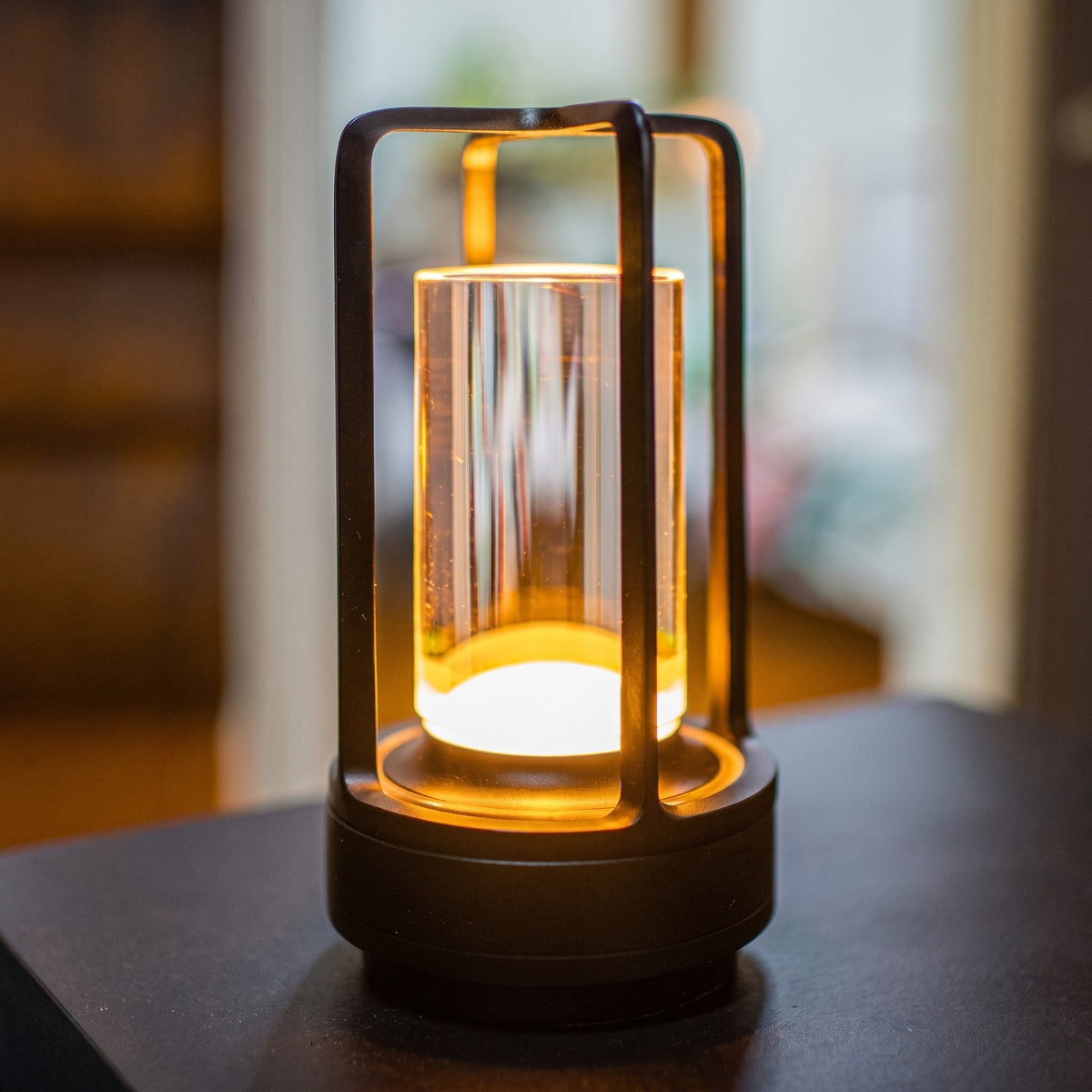Cordless Cage Lantern Table Lamp with Touch Control - Table Lamps - Black - Oak Soho