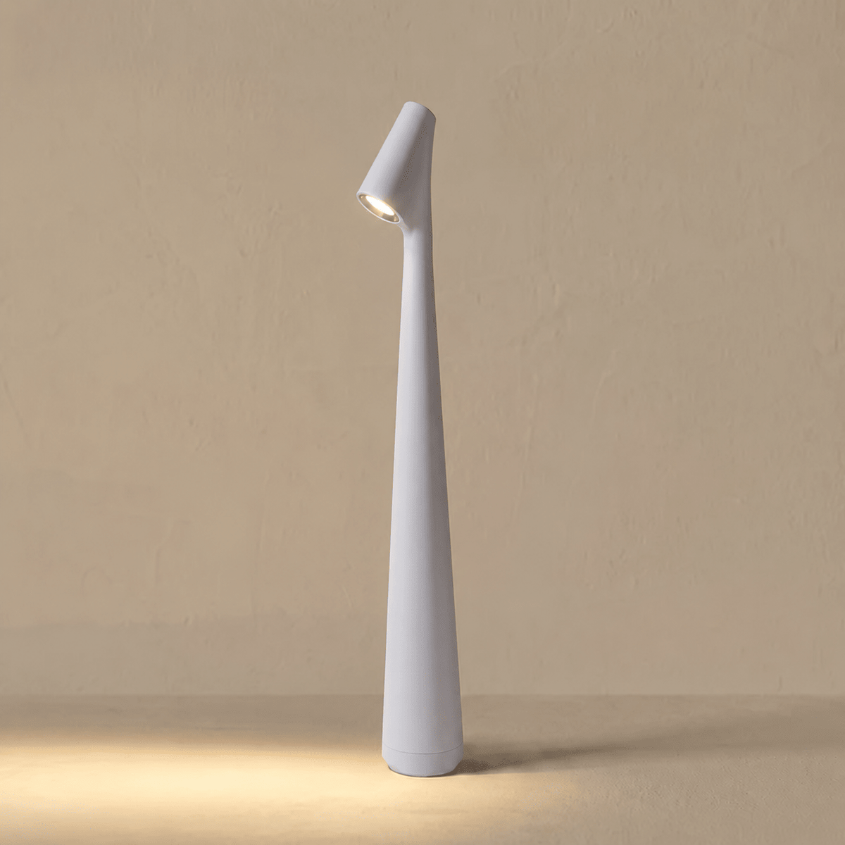 Cordless LED Table Lamp with Sculptural Cone Design - Table Lamps - Grey - Oaksoho