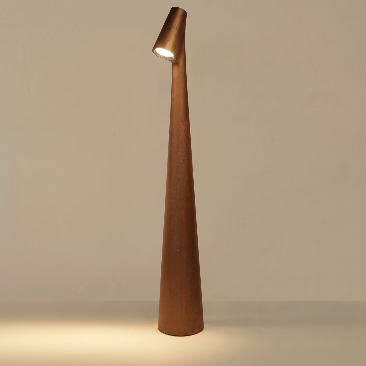 Cordless LED Table Lamp with Sculptural Cone Design - Table Lamps - Brown - Oaksoho
