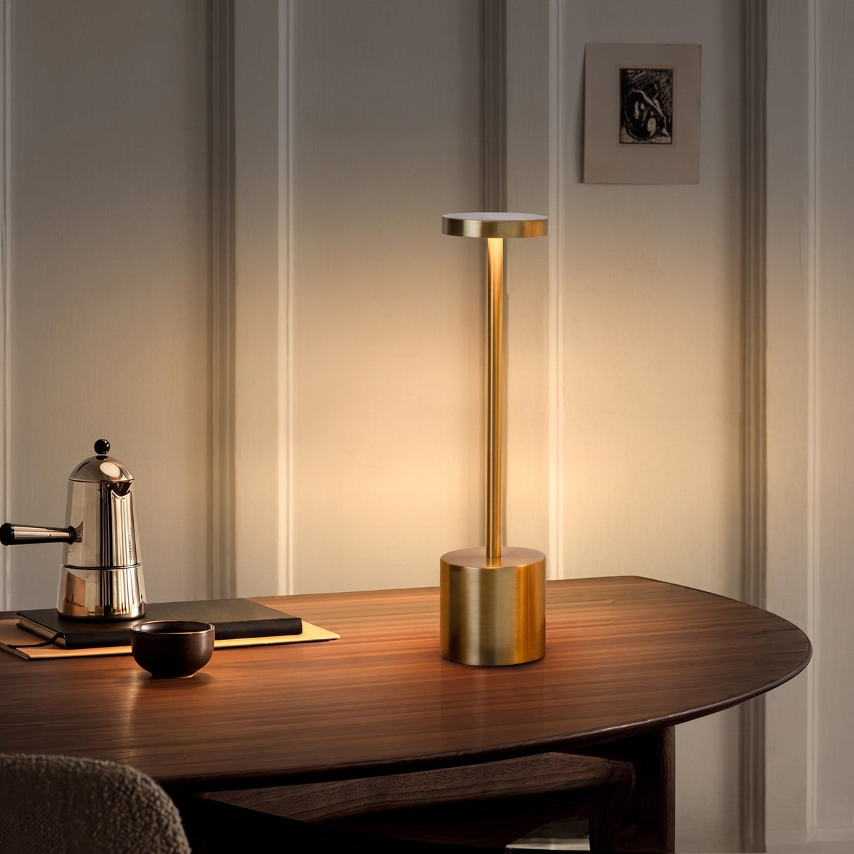 Cordless Rechargeable LED Table Lamp with Metal Base - Table Lamps - Gold - Oaksoho
