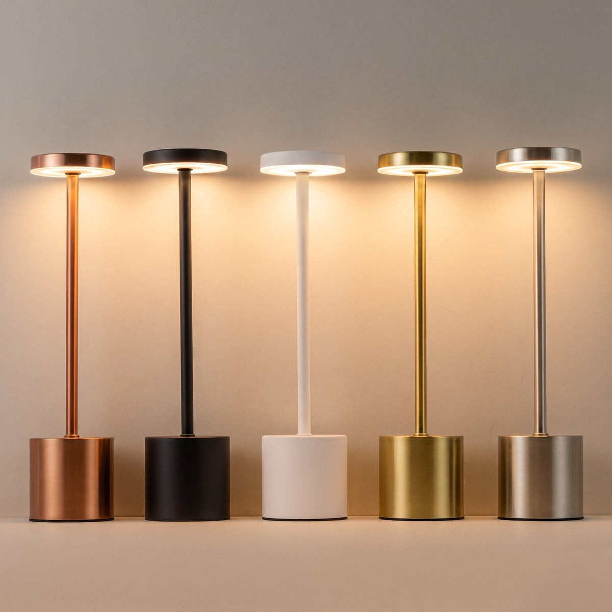 Cordless Rechargeable LED Table Lamp with Metal Base - Table Lamps - Rose gold - Oaksoho