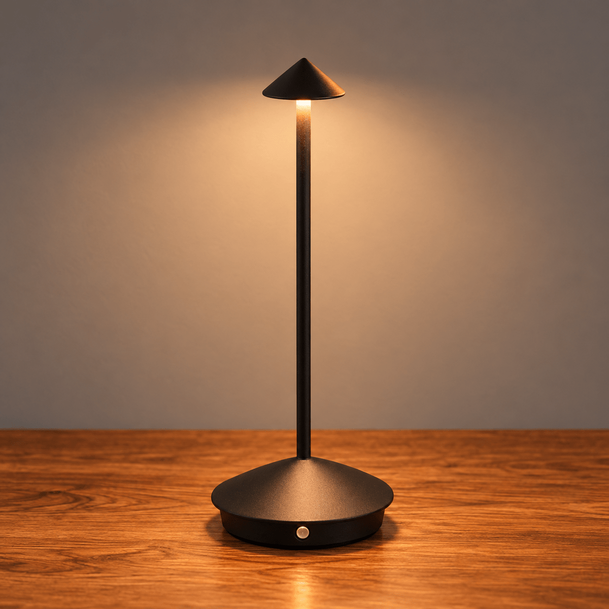 Cordless Touch Dimming LED Table Lamp with Mushroom Design - Table Lamps - Black - Oak Soho
